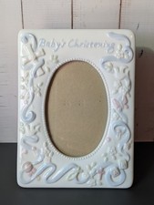 Russ Boy Porcelain Baby Christening Baptism Photo Frame 3 1/2 x 5