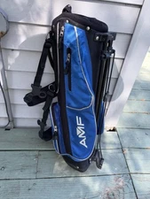 Golf Bag/Stand Juniors Kids Blue & Black With Straps 25" AMF