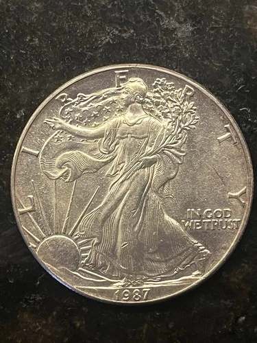 1987 Troy Ounce Fine American Silver Eagle Estate .999 Silver Dollar Coin