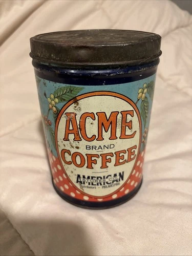 VINTAGE  ADVERTISING ACME BRAND COFFEE TIN W/LID COLLECTIBLE  1 Lb.