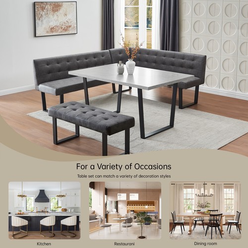 JIEXI Corner Bench Dining Table Set,dining table and dining bench,breakfast nook - Picture 10 of 15