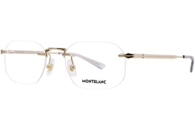 Mont Blanc MB0307O 001 Eyeglasses Men's Gold Rimless Rectangle Shape 54mm