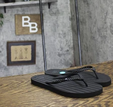 Reef Womens Thong Seaside Twist Flip Flop CJ3606 Black 8M