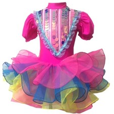Rose Kids Ballroom Clothing Sequined Dance Tutu Dress Girls Dance Stage Wear