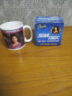 Star Trek Next Generation Deanna Troi Collectible 1992 Ceramic Coffee Mug w Box