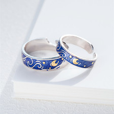 S925 Starry Night Couples Rings Jewellery Gift Adjustable Matching Promise Rings