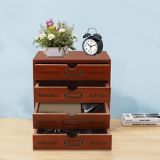 4-drawer Desktop Storage Box 4-Tier Antique Tabletop Collecting Organize Cabinet