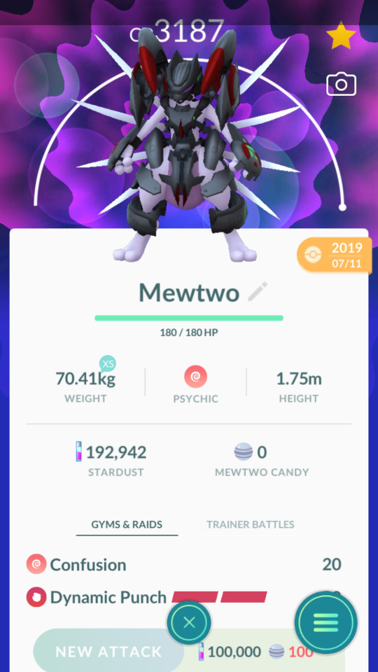 Pokémon Go Armored Mewtwo Costume (1 MILLION STARDUST UNREGISTERED TRADE  ONLY!)