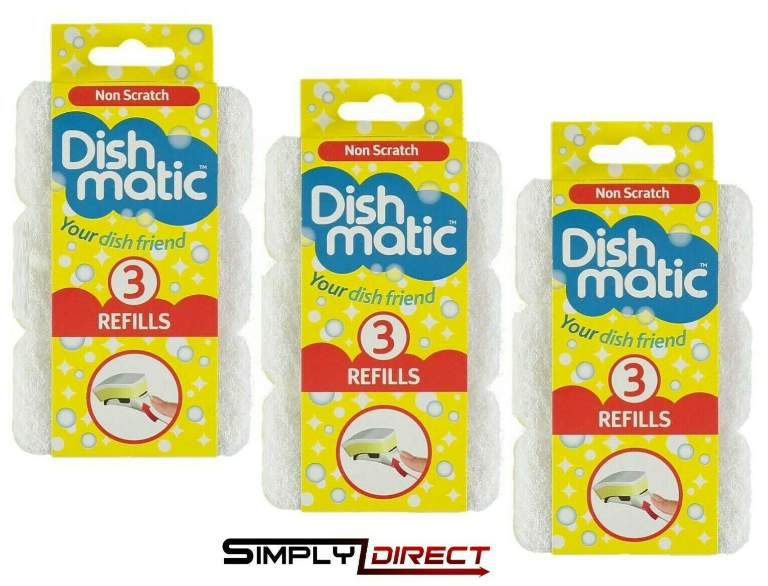 Dishmatic Replacement Refill Heads Extra Heavy Duty Non Scratch Sponge