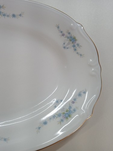 Vintage Chodziez Blue Floral Bone China 13" Serving Platter - Picture 5 of 14
