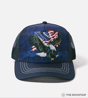 EAGLE FLAG Trucker Hat Mesh Snapback Patriotic Cap by The Mountain One Size NWT
