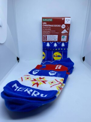#ad #ad LIDL ADULT SOCKS sz 43 46 BLUE CHRISTMAS COTTON LYCRA 2023 XMAS LIMITED EDITION $14.95
