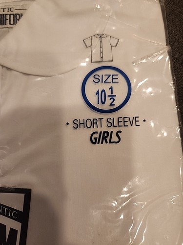 Authentic School Uniform Wrinkle Resist White Shirt Sleeve Girls Short 10 1/2 - Picture 4 of 9