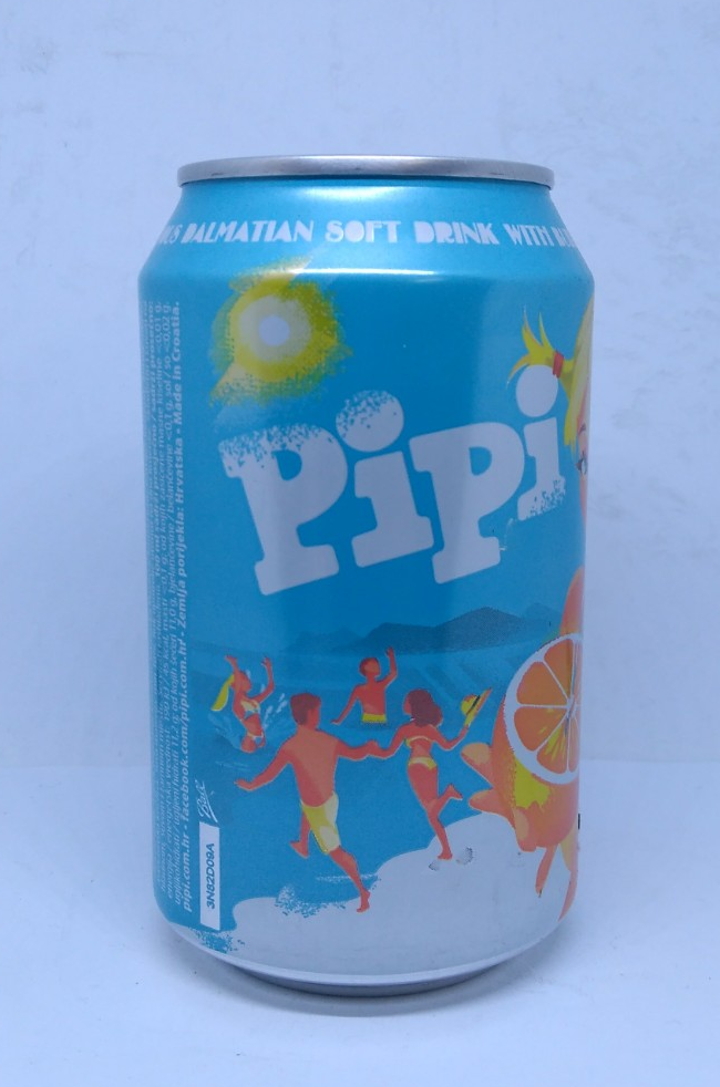 pipipi購入 S Empty Pipi Orange soda can; 330 ml / 11.2 fl oz; BOTTOM opened