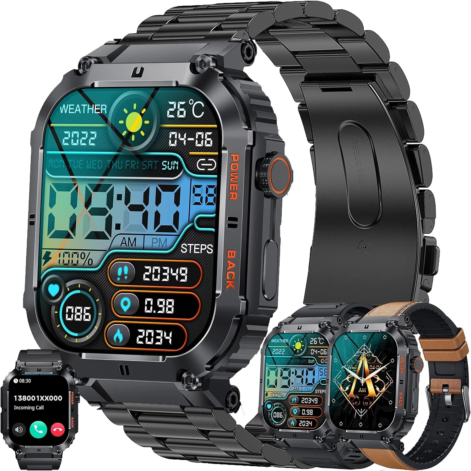 Smart Watch Men Women with Phone Function Wristwatch for iPhone Samsung Huawei