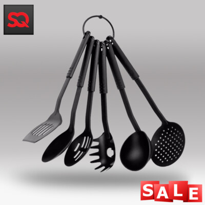 6-teiliges Küchenutensilien Set Modern & Stilvoll Schwarz Farben Silikon Set Schwarz 
