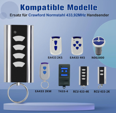1pcs Ersatz Garage Handsender für 433.92MHz Normstahl RCU433-4K/433-2K