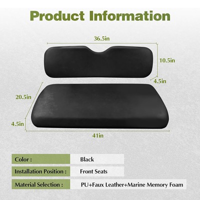 Front Seat Cushion Black For 1994-2013 EZGO Medalist TXT Golf Cart w/Hardware US