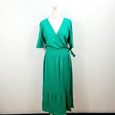 V by Very Tiered Wrap Midi Dress Green Size UK 10
