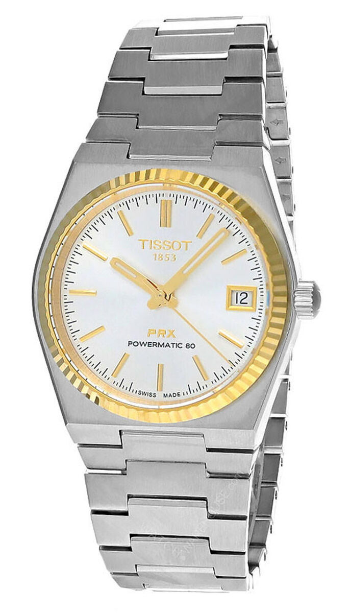 TISSOT PRX 35MM AUTO 18K Gold Bezel Silver Dial Women's TISSOT PRX 35MM AUTO 18K Gold Bezel Silver Dial Women's