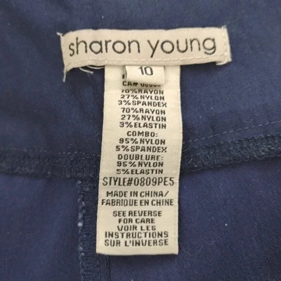 Sharon Young Women's Navy Stretchy Pull Up Pants Size (10) - Image 3 of 4