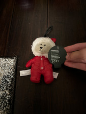 New Starbucks 2021 Holiday Mini Bear Plush Bearista Red Winter Coat Ornament