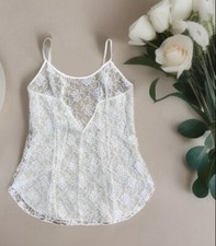 Vintage VICTORIA  S SECRET Gold Label Lingerie Short Babydoll Lace Sz P Ivory