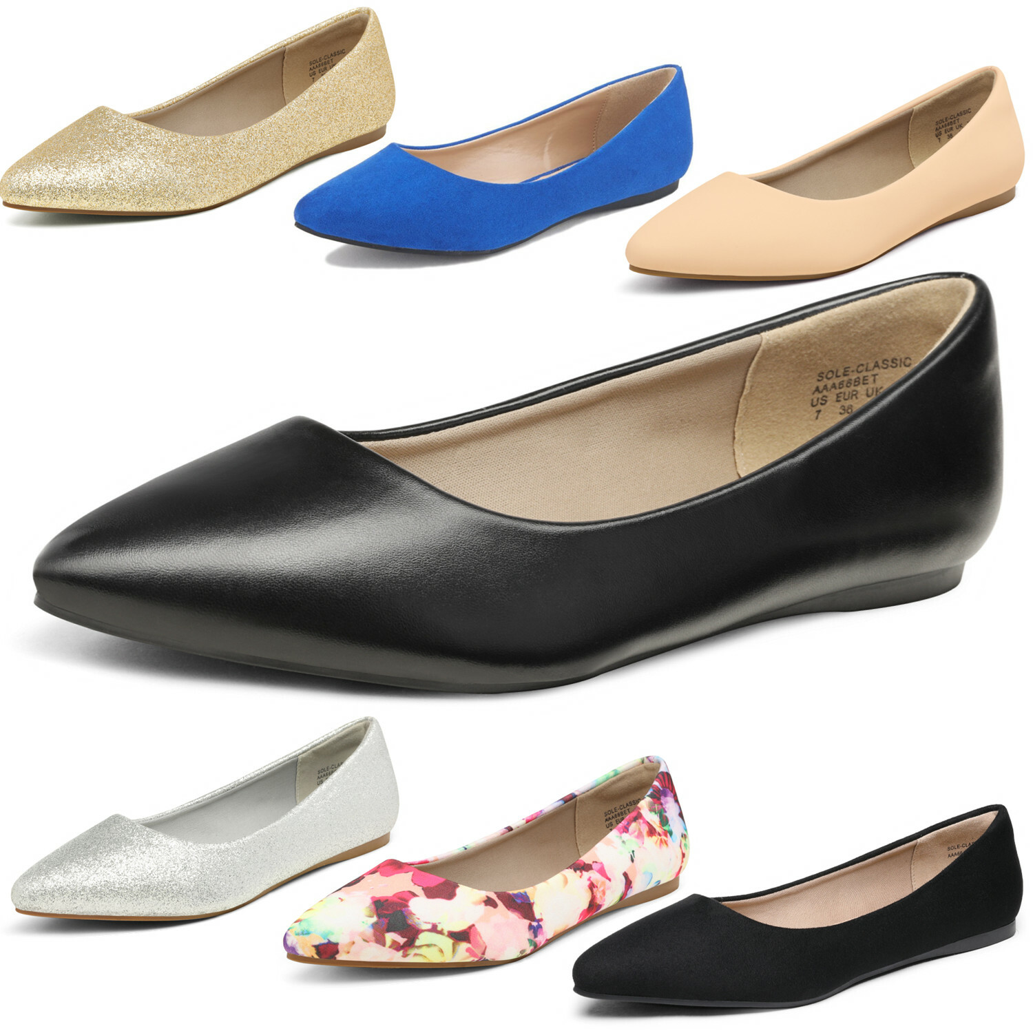 Ballet Flats Classic Pointed Toe Slip 