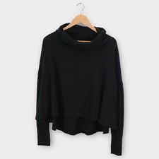 We The Free Black Cowl Neck Pullover XS Oversized Slouchy Tunic Top