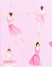 1 2/3 Yard Timeless Treasures Ballerina Dance Pink Cotton Fabric C6009