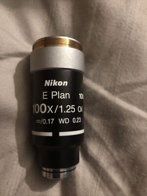 Nikon E Plan 100x/1.25 Oil ♾/0.17 WD 0.23 MICROSCOPE OBJECTIVE LENS | eBay