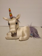Unicorn Plush Vintage 1984 Cartoon Doll R.Dakin Blue Satin Unicorn Clean