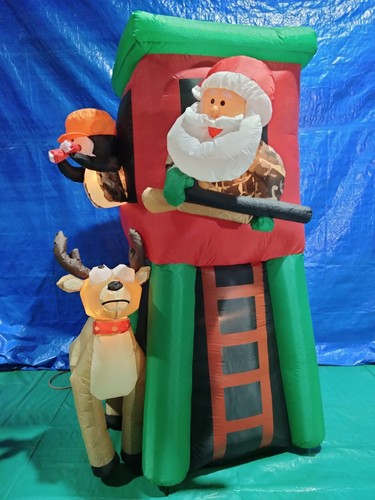 7' Gemmy Airblown Inflatable Hunting Santa Deer Stand Deluxe B923-883041 - Picture 2 of 3