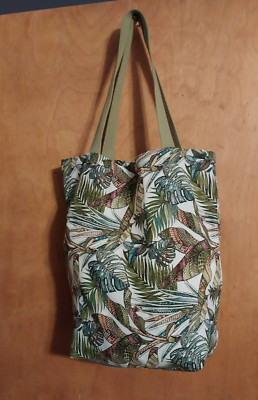 Handmade Market LargeTote Bag Multicolor Cotton Sturdy Canvas Straps Flat Bottom