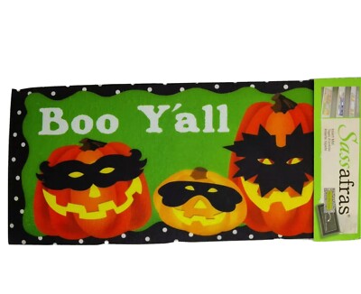 Evergreen Flag Boo Y'all Pumpkins Halloween Sassafras Switch Mat 22 x 10 in.