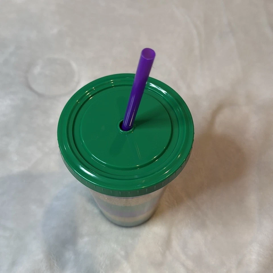 Taza de fiesta Mardi Gras/LSU con tapa y pajita Foto 2 de 4