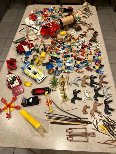 Huge Vintage Lot of Playmobil Figures, Horses, Vehicles & Accessories 70s - 90s