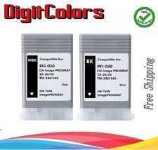 PFI-030 MBK Black 2 PK Ink Tank PFI030 Fit Canon IPF TA-20 TA-30 TM-240 TM-340