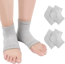 2 Pairs Toeless Gel Heel Socks for Dry Cracked Feet - Hydration & Repair