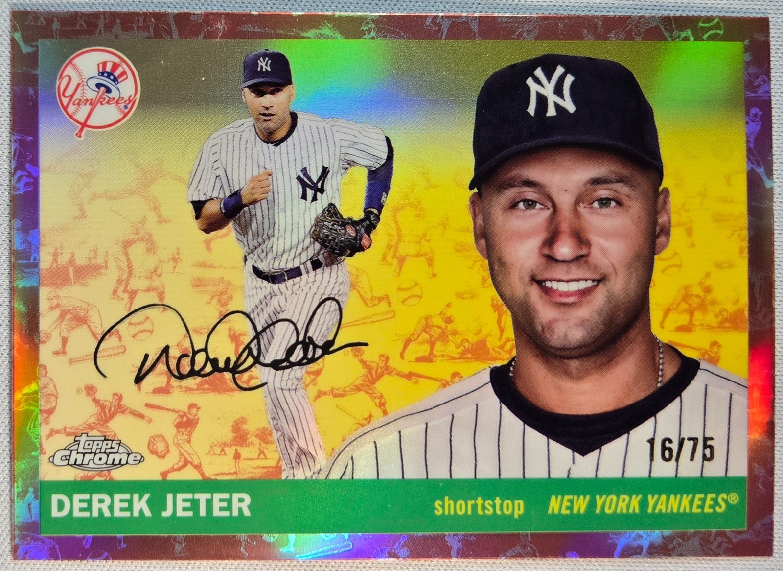 2025 TOPPS CHROME PLATINUM TOILE CREAM ROSE GOLD REFRACTOR DEREK JETER SN# 16/75
