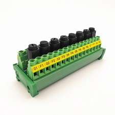 DIN Rail Mount 8 Channel Fuses 16 Position Terminal Block Distribution Module