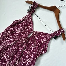 Magenta Beige Dotted Print Smocked Midi Dress Sienna Sky Size Small