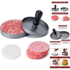 Non-Stick 4.6" Burger Press Patty Maker - Aluminum Hamburger Smasher 100 Papers