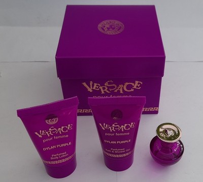 VERSACE DAMEN SET DYLAN PURPLE EDP 05 ML + KÖRPERLOTION 25 ML + DUSCHGEL