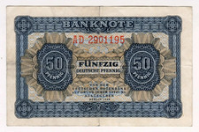 1948 Germany 50 Deutsche Pfennig 2901195 Paper Money Banknotes Currency