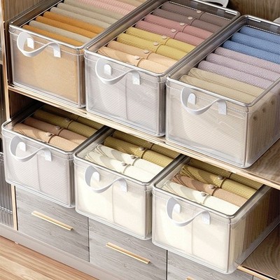 Stahlrahmen getragen PVC Aufbewahrungsbox faltbar transparent 47x28x20,2cm