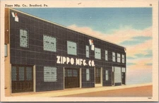 Vintage 1940s BRADFORD Pennsylvania LINEN Postcard ZIPPO MFG CO Lighter Factory