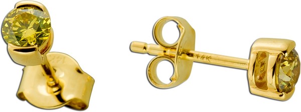 Brillant Ohrstecker Gold 585 14K Gelbe Natur Diamanten 0.50Ct-image