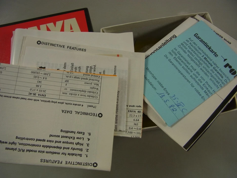 Vintage ENYA 35-4C Modell-Flugzeug-Motor mit Karton (unbenutzt) K120725A00 - Bild 2 von 4