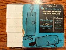 Lot of 3 Vintage Bell & Howell Master 40 Slide Trays - w/ 40 Slide Holders & Box